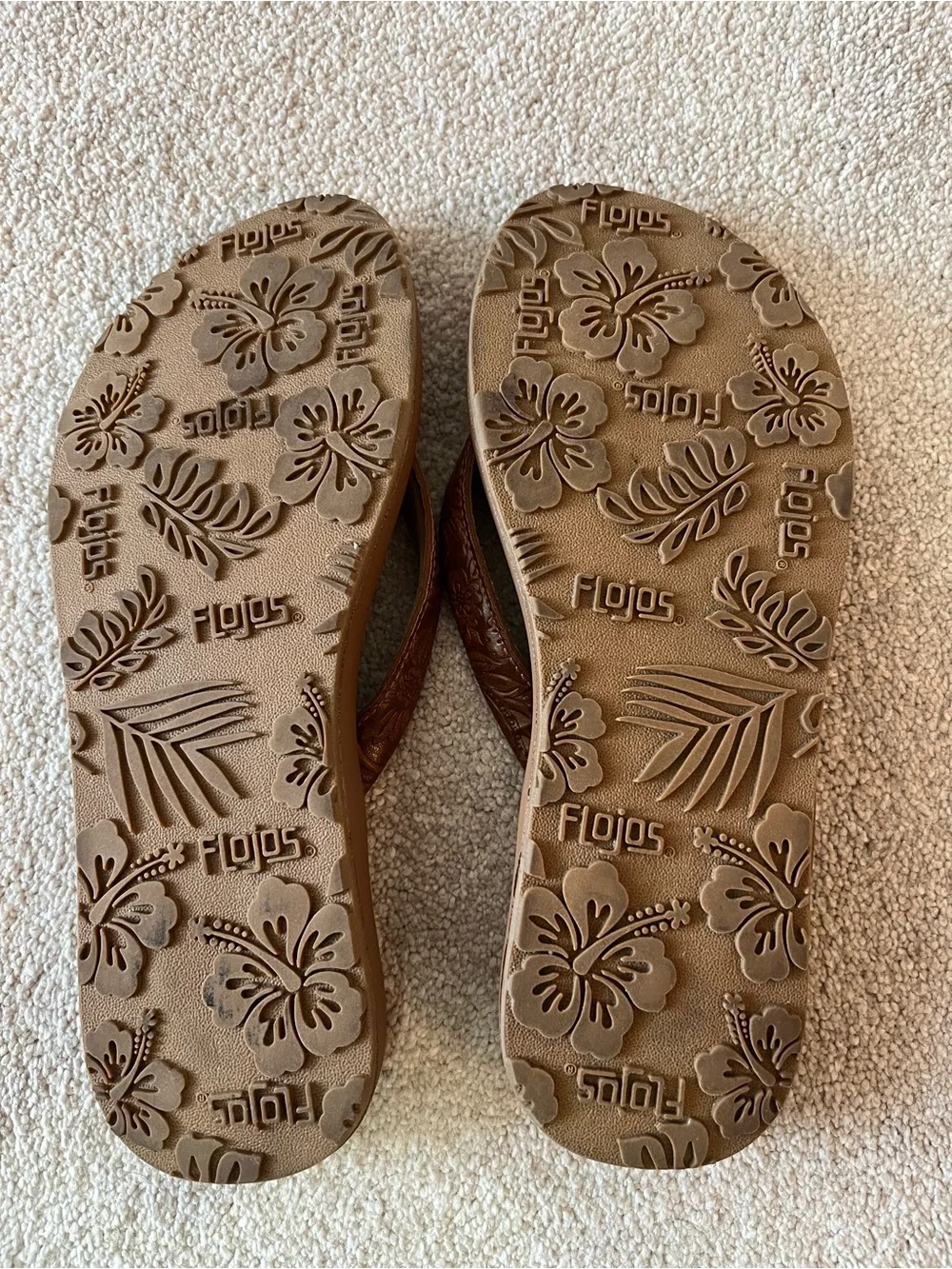 Flojos Brown Textured Strap Flip Flops